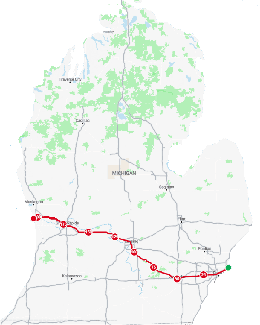A map of the state of Michigan