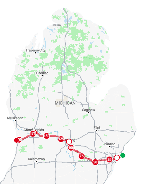 A map of the state of Michigan